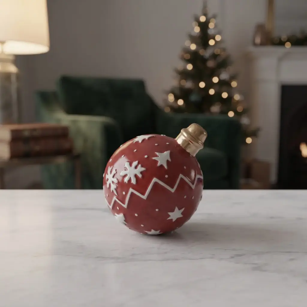 360 HOME MY HOME CHRISTMAS CERAMIC BALL ORNAMENT RED BAUBLES GOLD HANGING 96PCS/BOX 6.5*6.4*6.2