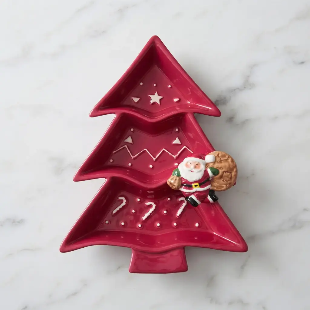 360 HOME MY HOME CHRISTMAS CERAMIC SERVING PLATTER TREE-SHAPED 3 DIVIDED SECTIONS 24PCS/BOX 29.2*21.3*3.8
