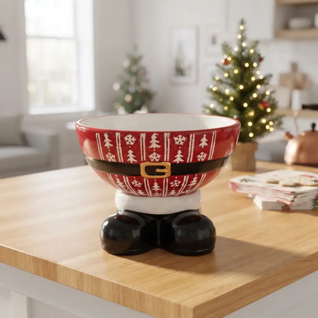 360 HOME MY HOME CHRISTMAS CERAMIC DESSERT BOWL SANTA BOOT-SHAPED FEET 12PCS/BOX  21.5*21.5*15.0