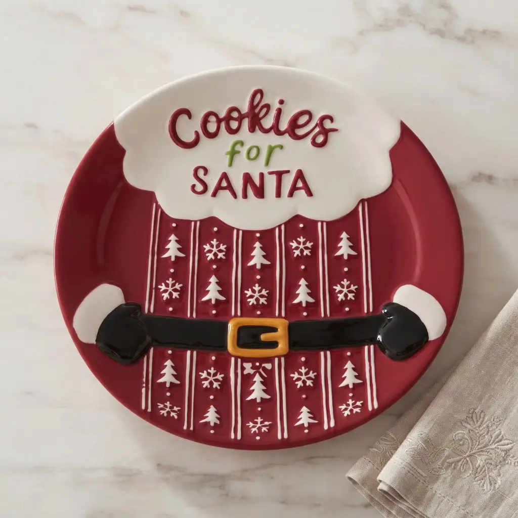 360 HOME MY HOME CHRISTMAS CERAMIC COOKIE PLATE "COOKIES FOR SANTA" 24PCS/BOX 25.5*25.5*3.0