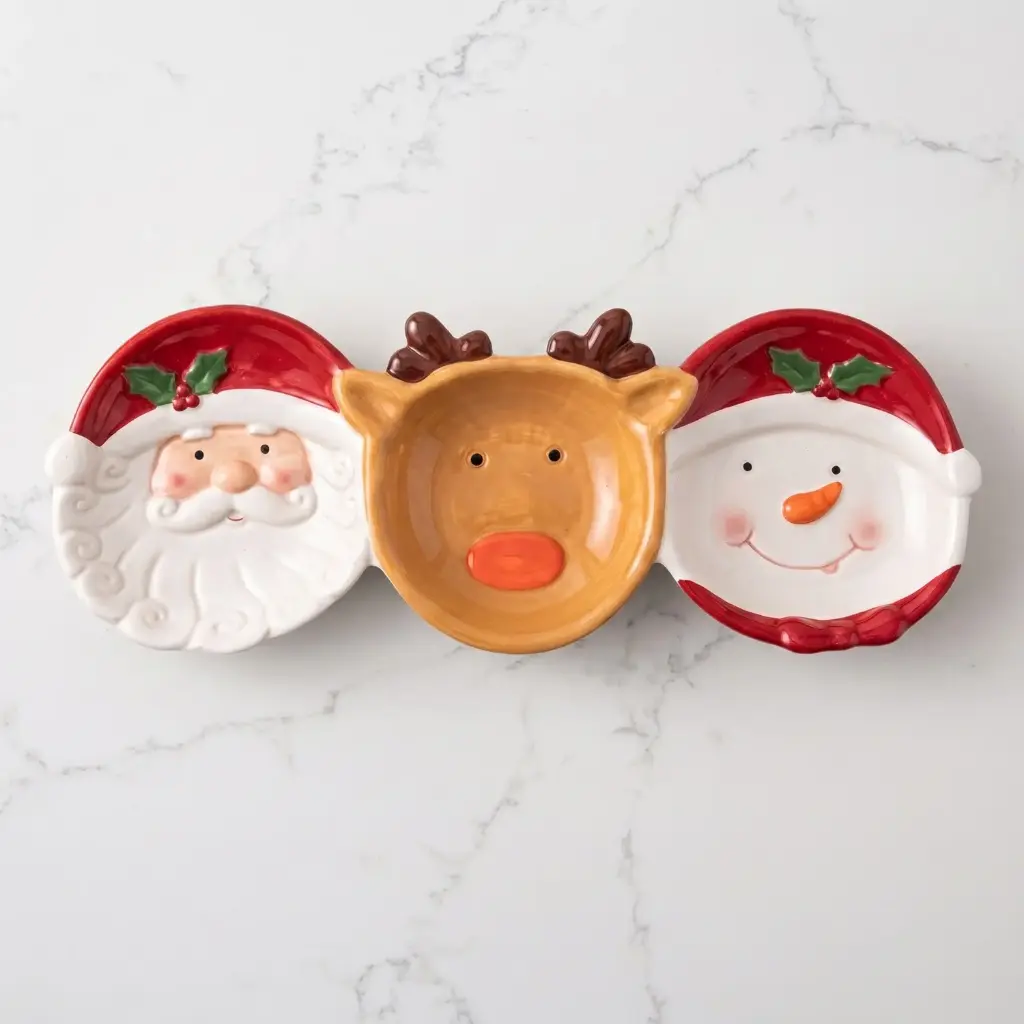 360 HOME MY HOME CHRISTMAS CERAMIC DIPPING BOWL SET SANTA+REINDEER+SNOWMAN DESIGNS 24PCS/BOX 31.0*13.5*3.0