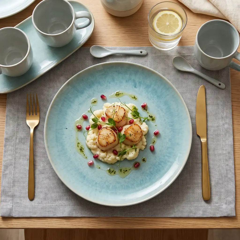 360 HOME CERAMIC PLATE ASYMMETRICAL STONEWARE TURQUOISE BLUE / AQUA WITH SOFT REACTIVE GLAZE AND NATURAL BEIGE RIM 26CM 18PCS/BOX