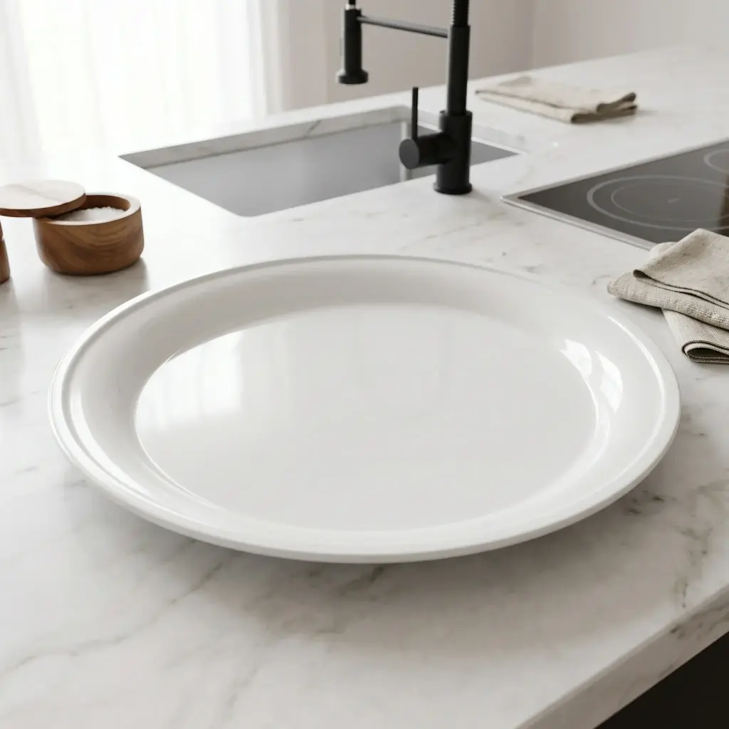 360 HOME round tray MELAMINE WHITE GLOSSY 55CM 18PCS/BOX