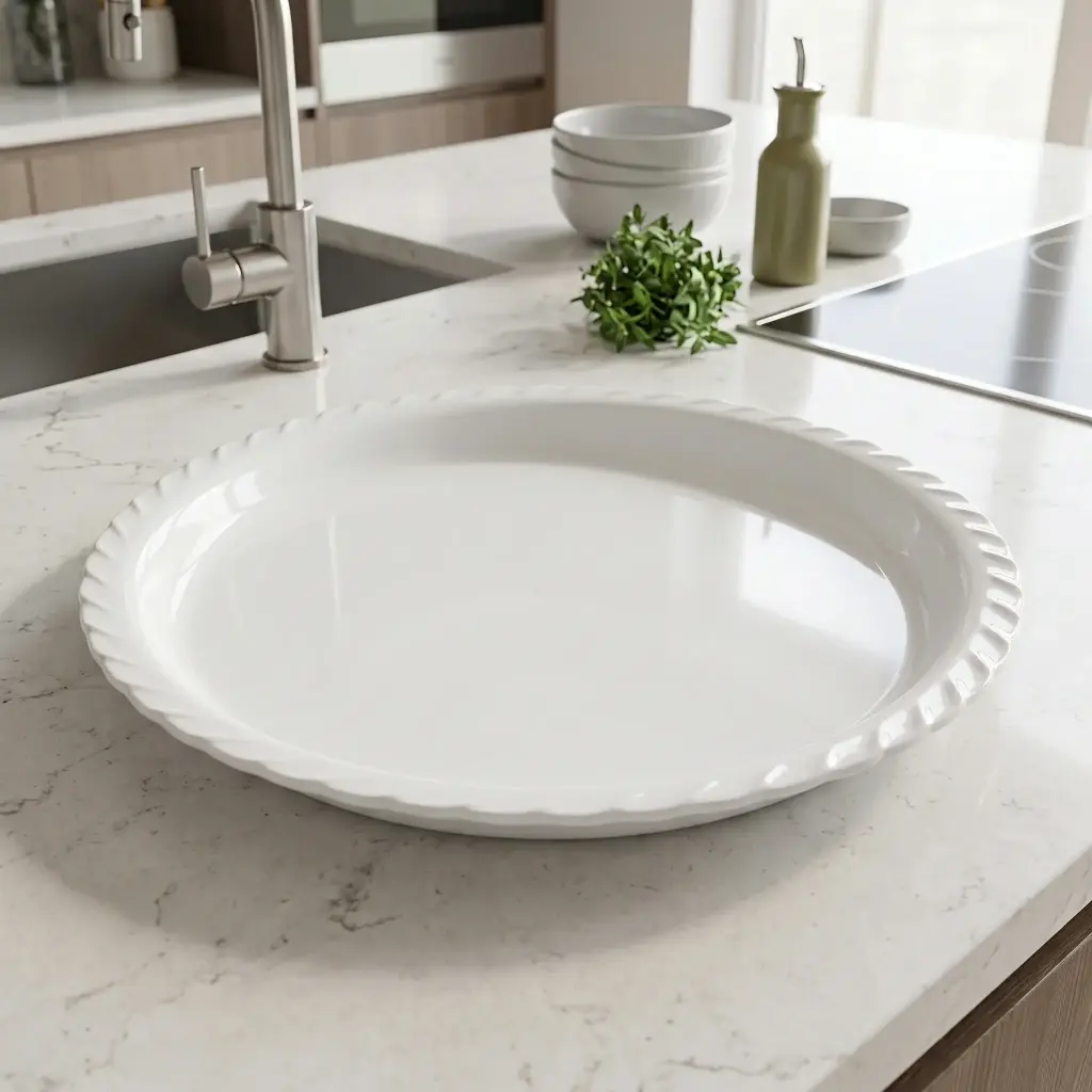 360 HOME round plate MELAMINE GLOSSY EMBOSSED SCALLOPED RIM DESIGN 54.8x5.4cm 12PCS/BOX