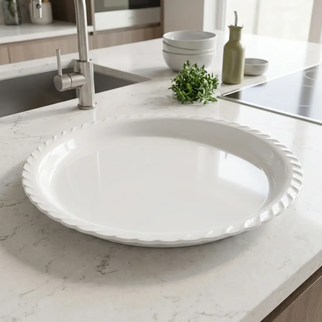 360 HOME round plate MELAMINE GLOSSY EMBOSSED SCALLOPED RIM DESIGN 59.8x5.8cm 12PCS/BOX