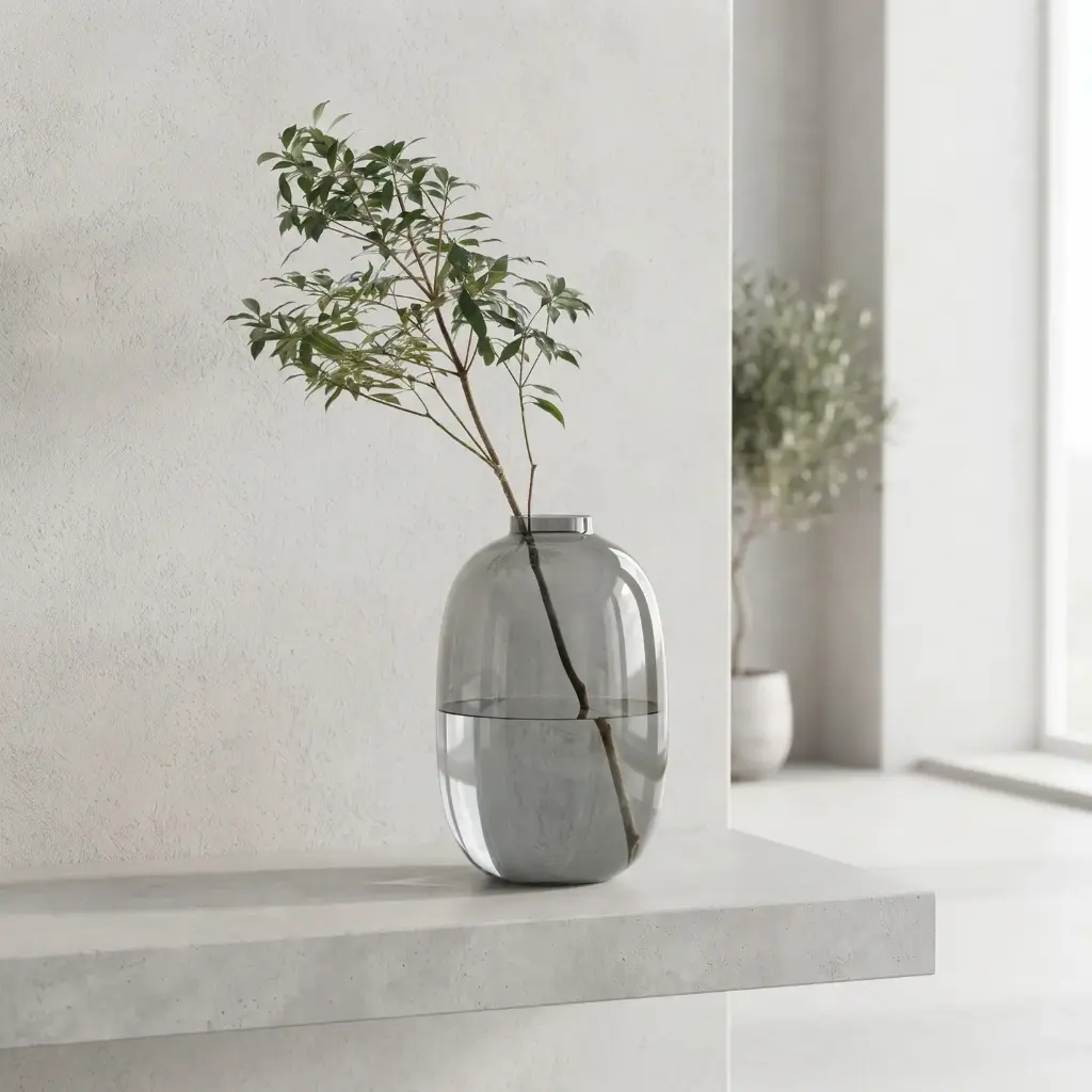 360 HOME MY HOME DECORATIVE GLASS VASE  Round/Bubble  9*9*30cm grey