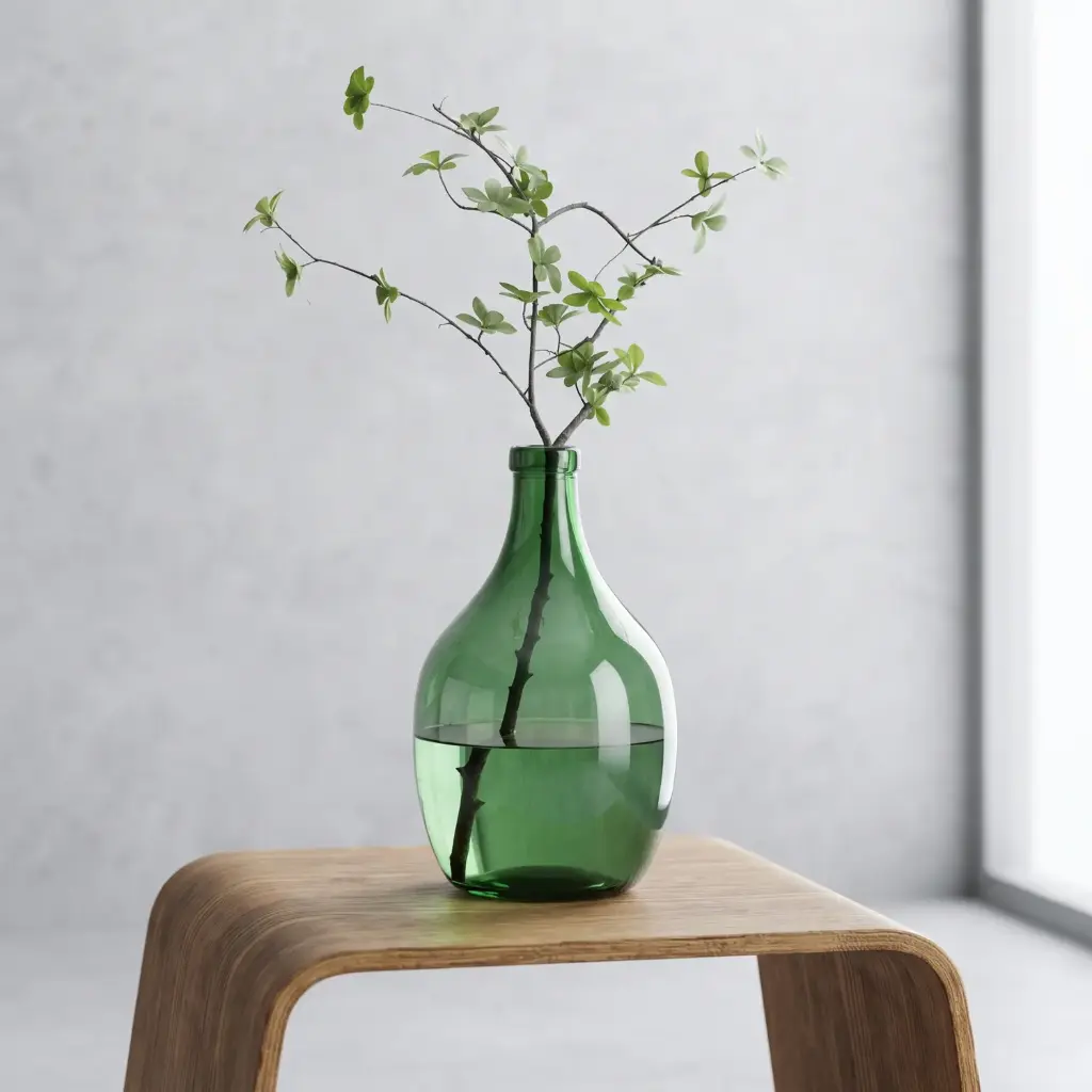 360 HOME MY HOME DECORATIVE GLASS VASE Bottle-Shaped 4.5*10.5*18.5cm transparent green