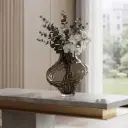 360 HOME MY HOME DECORATIVE GLASS VASE irregular bulbous wavy organic sculptural short narrow neck 35*30cm grey