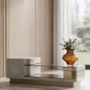 360 HOME MY HOME DECORATIVE GLASS VASE irregular bulbous wavy organic sculptural short narrow neck  17*18.5cm amber