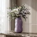 360 HOME MY HOME DECORATIVE GLASS VASE RIBBED ROUNDED CURVED WAVY SIDES 17*29.5cm purple