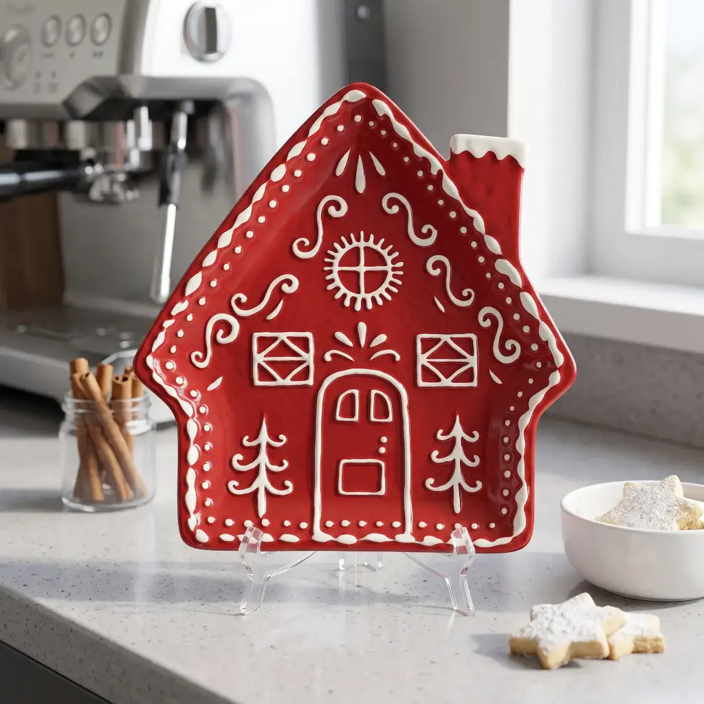 360 HOME Individually packaged in a color box; two styles mixed House Plate 23.5*21.0*2.5 Red
