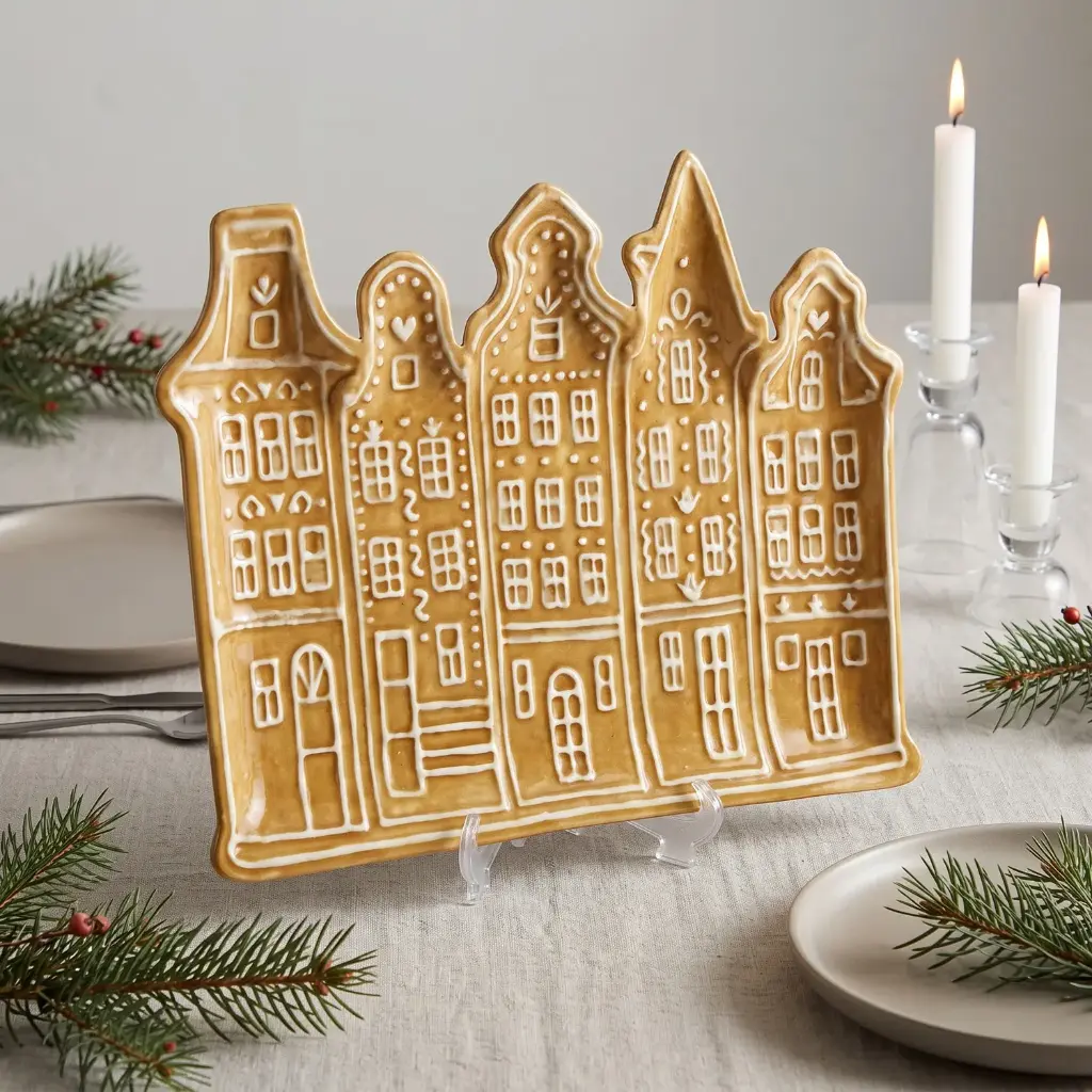 360 HOME Individually packaged in a color box; two designs mixed together House-shaped plate 33.5*21.5*3 Biscuit color