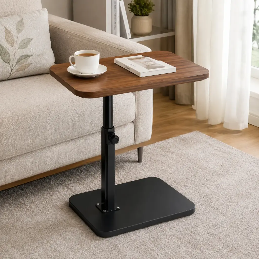 360 HOME MY HOME COFFEE TABLE ADJUSTABLE HEIGHT METAL BASE WOOD TOP  45-80*30*40CM