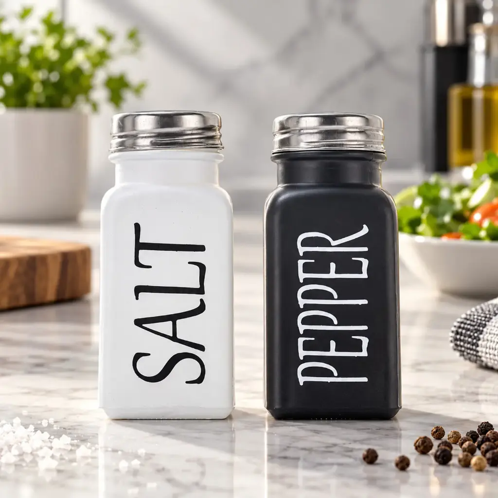 360 HOME MY KITCHEN SALT & PEPPER SHAKER  3.5X9CM GLASS