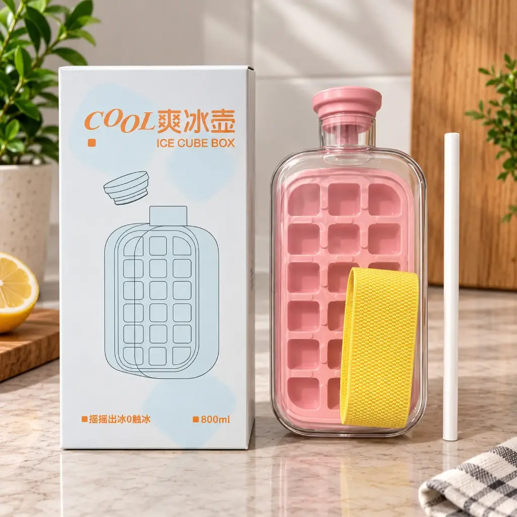 360 HOME MY KITCHEN ICE MAKER & BOTTLE IN 1 USE 800ML 10X8X21.7CM PLASTIC