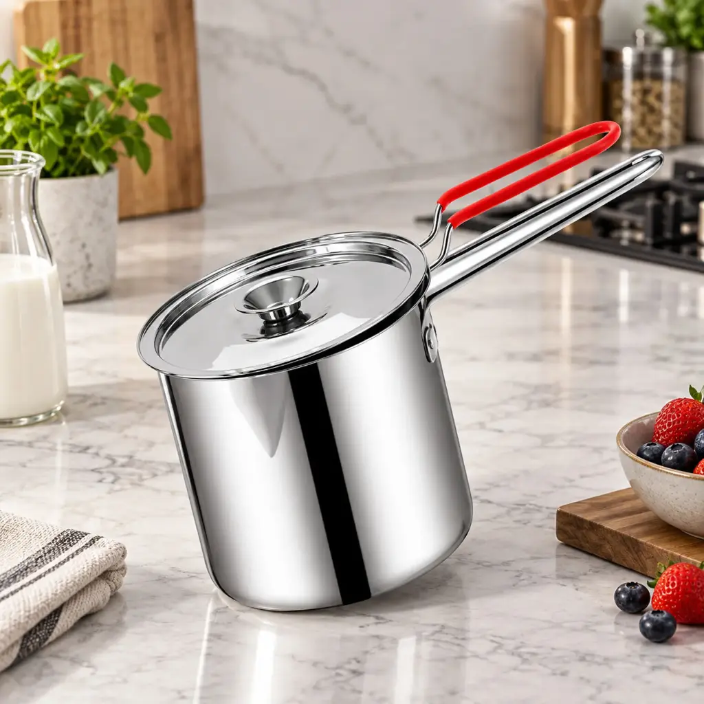 360 HOME MY KITCHEN STAINLESS STEEL MILK POT WITH LID 12X12X12CM