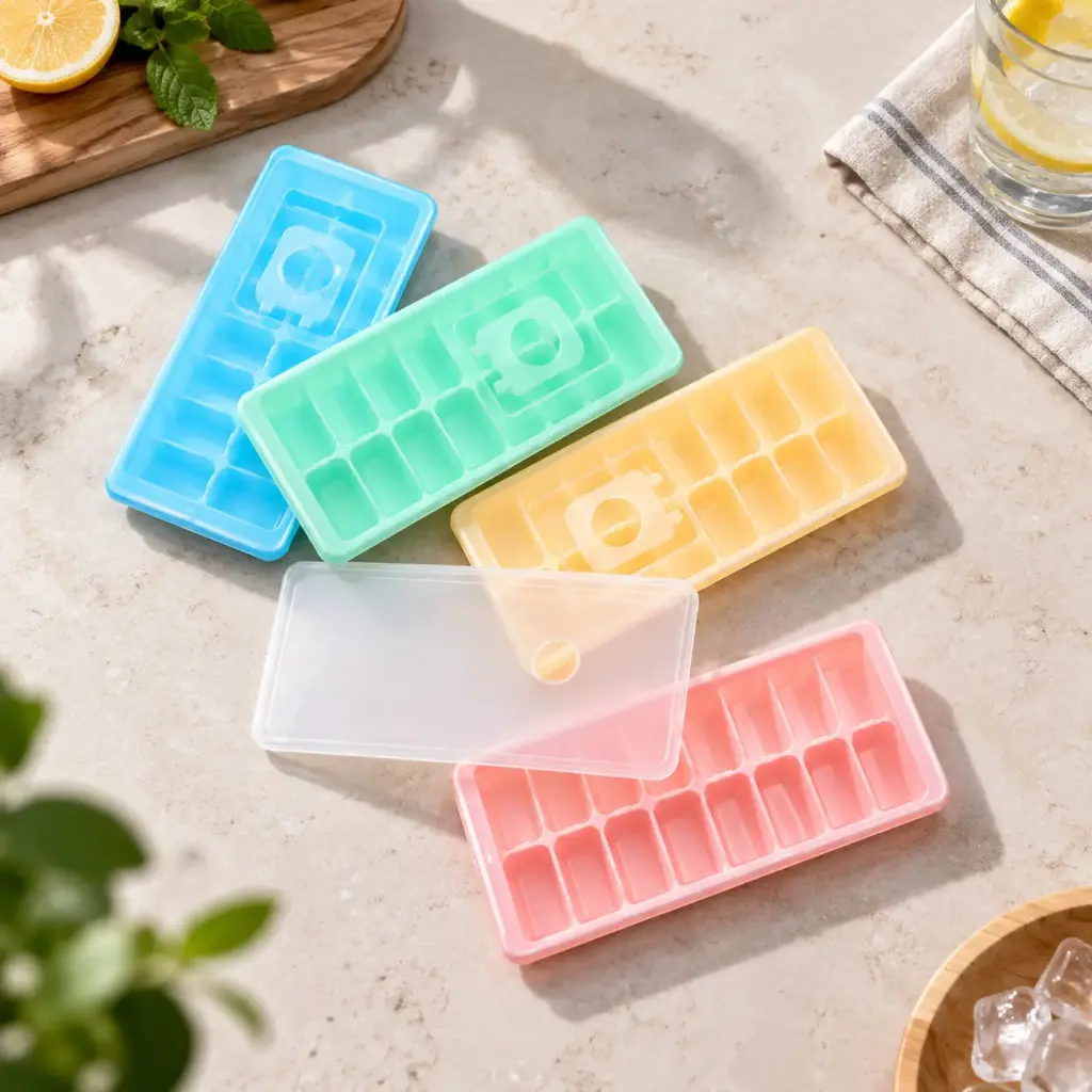 360 HOME MY KITCHEN PLASTIC  ICE MAKER TRAY WITH COVER 26.5X11X4CM
