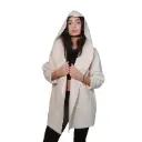 360 COTTON WOMAN JACKET OPEN FRONT FELTED COATIGAN LIGHTWEIGHT STRAIGHT CUT  SHAWL COLLAR OFF-WHITE