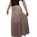 360 COTTON WOMAN SKIRT A-LINE BEIGE HIGH WAISTED RISE ELASTICATED WAIST-BAND BOUCLE-BLEND FABRIC