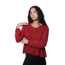 360 COTTON WOMAN BLOUSE LONG SLEEVE KEYHOLE BACK JERSEY  MAGENTA