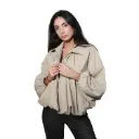 360 COTTON WOMAN JACKET LIGHTWEIGHT LOOSE OVERSIZED VOLUMINOUS SLEEVES ELASTICATED CUFFS ELASTIC HEM CHARCOAL GREY