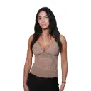 360 COTTON WOMAN TOP LACE CAMISOLE UNDERWIRE CUPS SPAGHETTI STRAPS FLORAL LACE NUDE BEIGE 