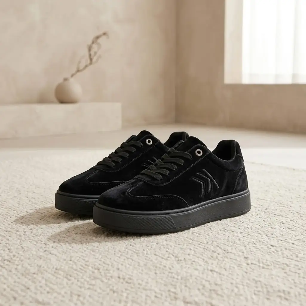 360 COTTON WOMAN SHOES PLATFORM SNEAKER DOUBLE-CHEVRON TRIPLE BLACK 37