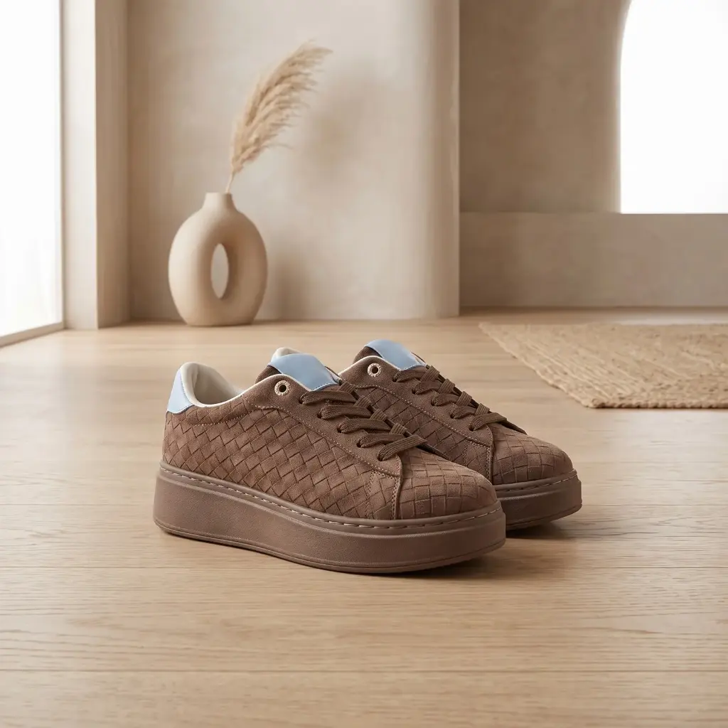 360 COTTON WOMAN SHOES LOW TOP LACE-UP SNEAKERS BROWN 37