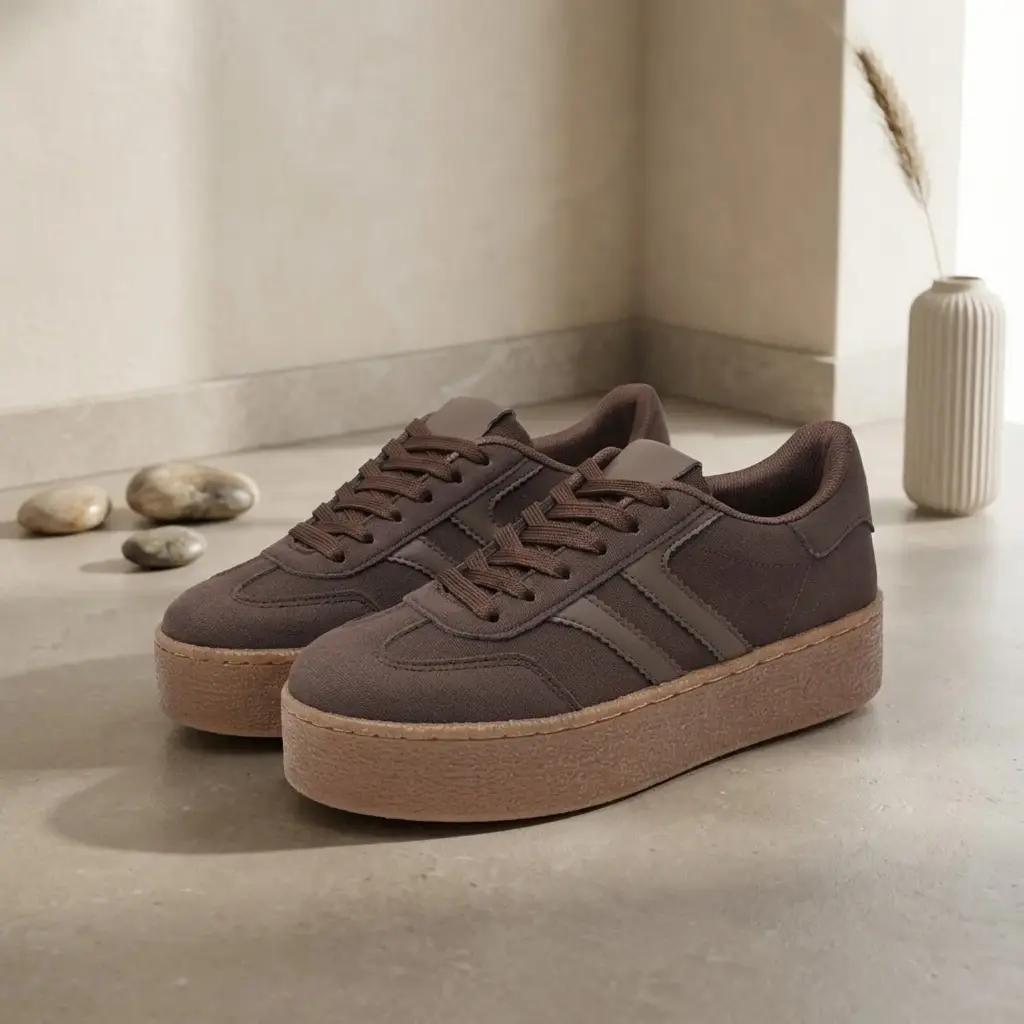 360 COTTON WOMAN SHOES SUEDE AND MESH UPPER TAUPE & GREIGE CONTRASTING PANELS FLAT RUBBER SOLE 37