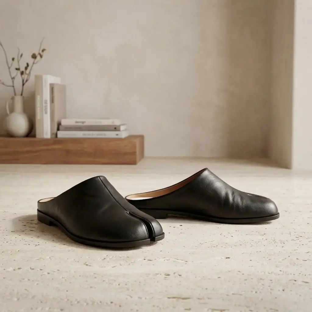 360 COTTON WOMAN SHOES MULE LOAFER BACKLESS ROUNDED SQUARE TOE LOW FLAT SOLE  LEATHER BLACK 37