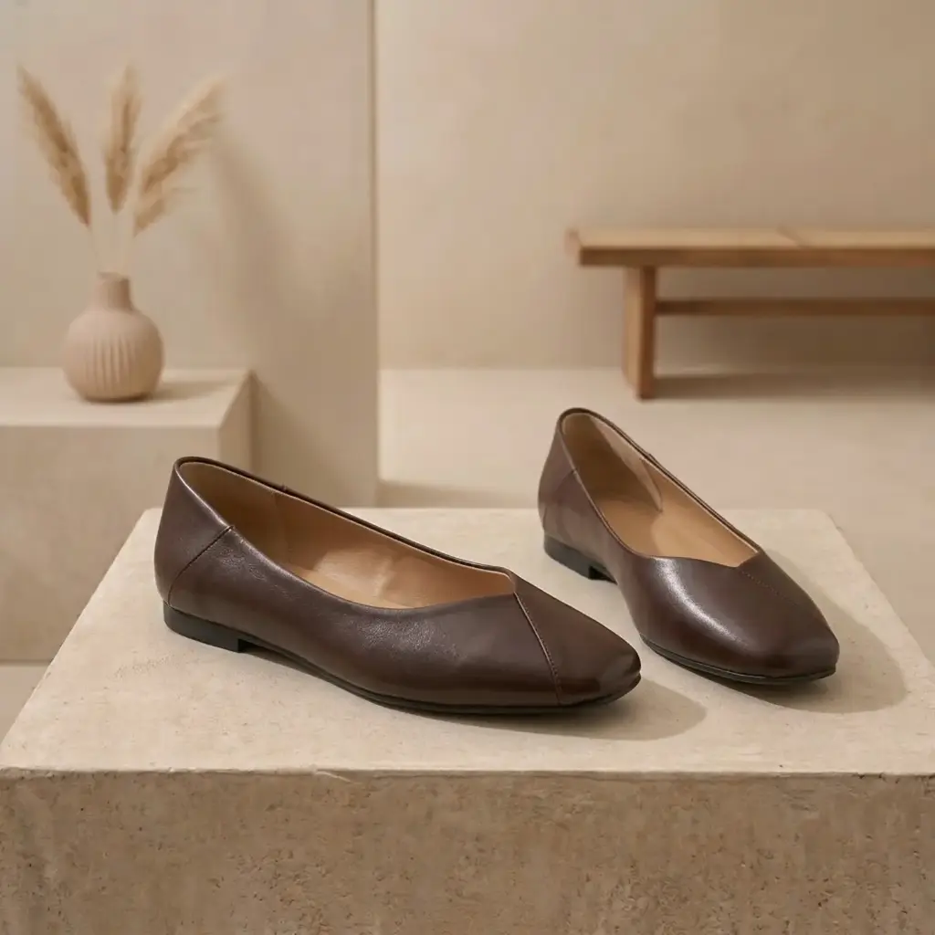 360 COTTON WOMAN SHOES MEDIUM HEIGHT HEEL POINTED TOE SMOOTH UPPER LOW CUT VAMP LEATHER DARK BROWN 37