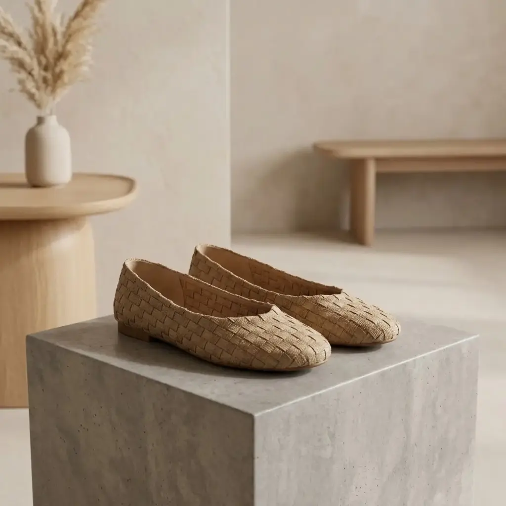 360 COTTON WOMAN SHOES  ballerina woven-texture pumps rounded almond toe medium height block heel taupe 37