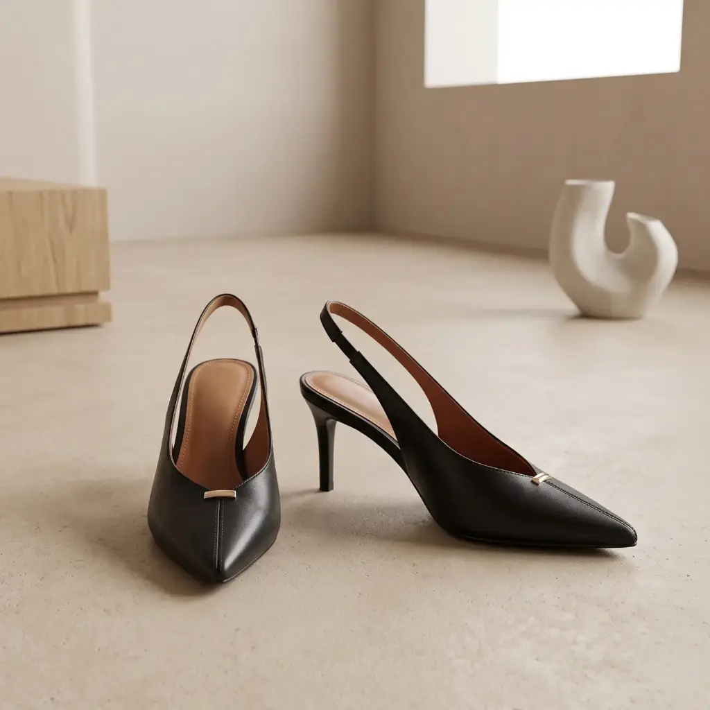 360 COTTON WOMAN SHOES pumps pointed toe slingbacktwo-tone upper open heel medium height black 37