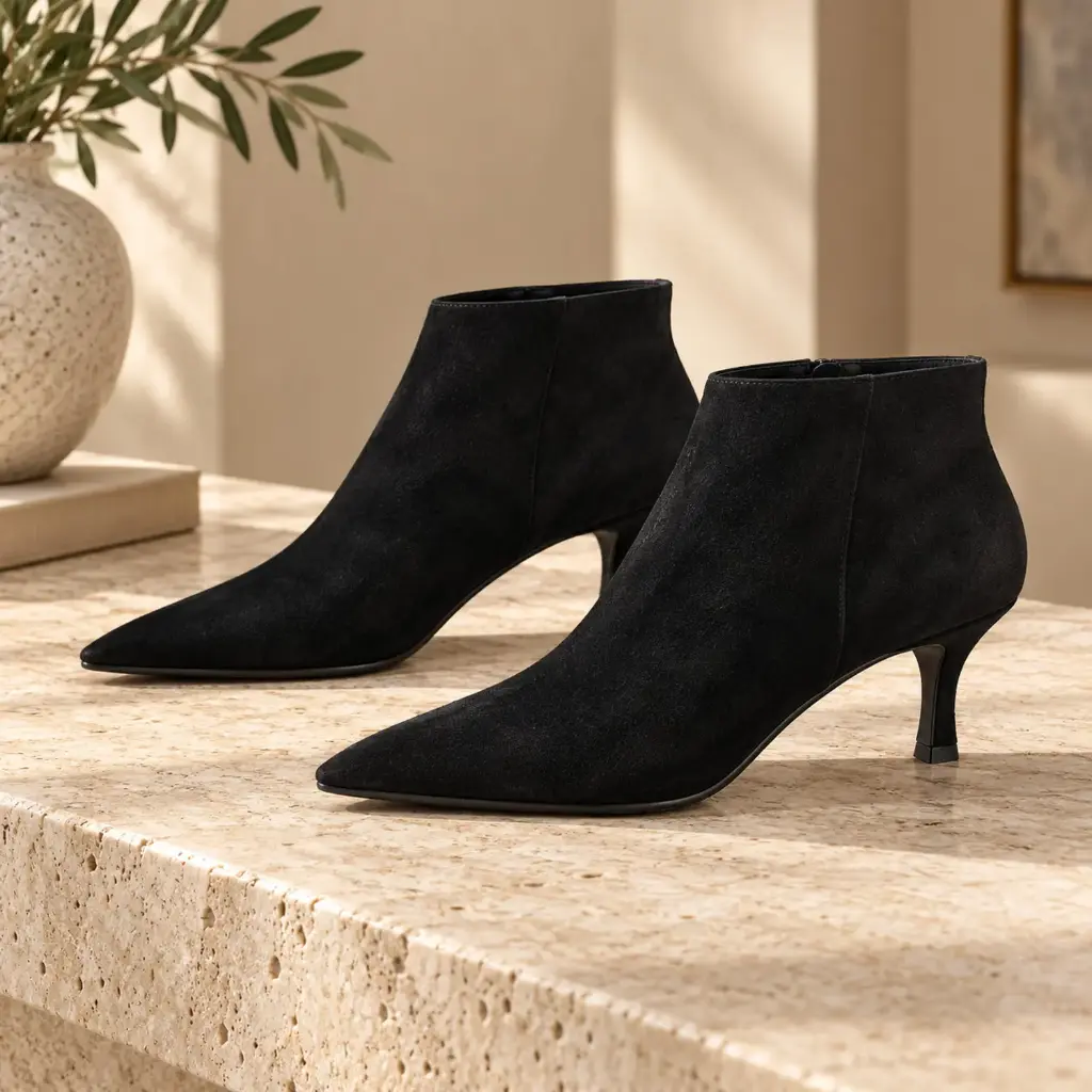 360 COTTON WOMAN SHOES BOOTS ANKLE POINTED TOE FITTED SHAFT SLIM HIGH STILETTO HEEL SUEDE BLACK 37