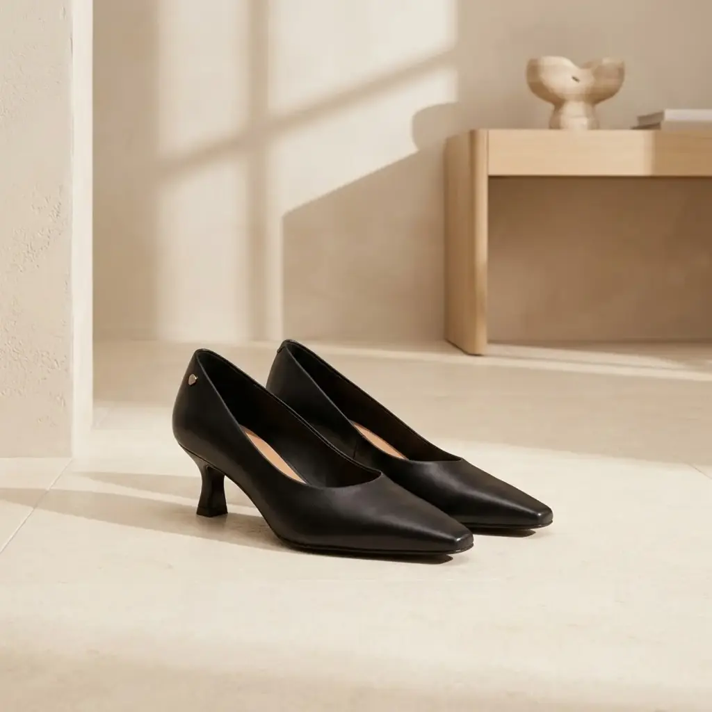 360 COTTON WOMAN SHOES PUMPS LEATHER POINTED TOE LOW CUT VAMP SMOOTH UPPER MEDIUM HEIGHT STILETTO HEEL BLACK 37