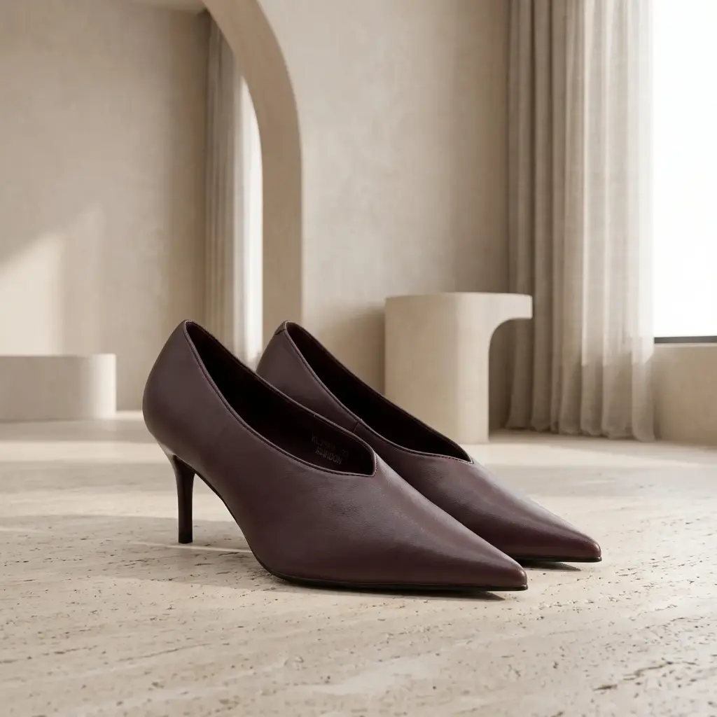 360 COTTON WOMAN SHOES PUMPS LEATHER SMOOTH UPPER SLIM MEDIUM HEIGHT HEEL POINTED TOE DARK BROWN 37