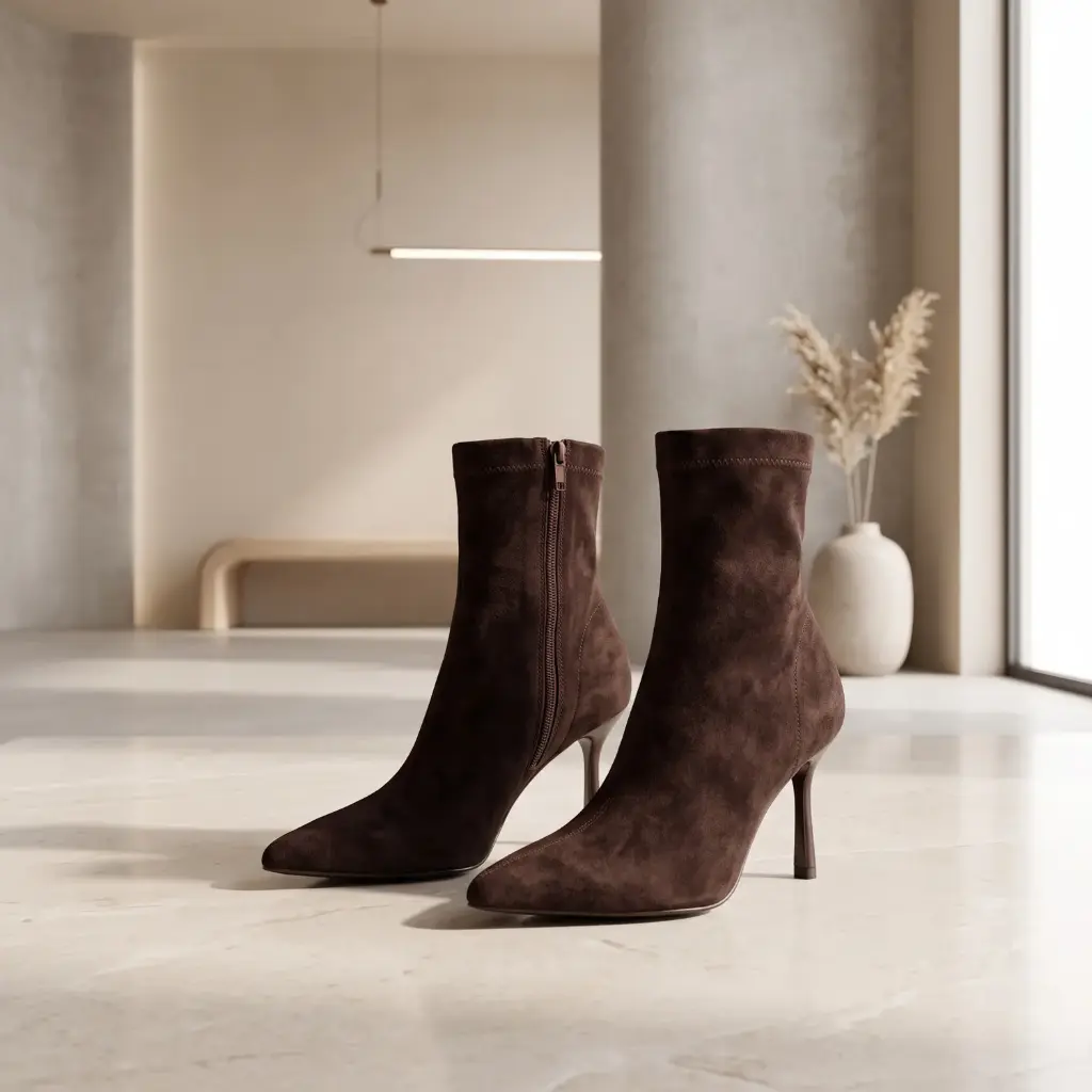 360 COTTON WOMAN SHOES BOOTS ANKLE POINTED SHOE FITTED SHAFT SIDE ZIPPER SLIM KITTEN HEEL SUEDE BLACK 37