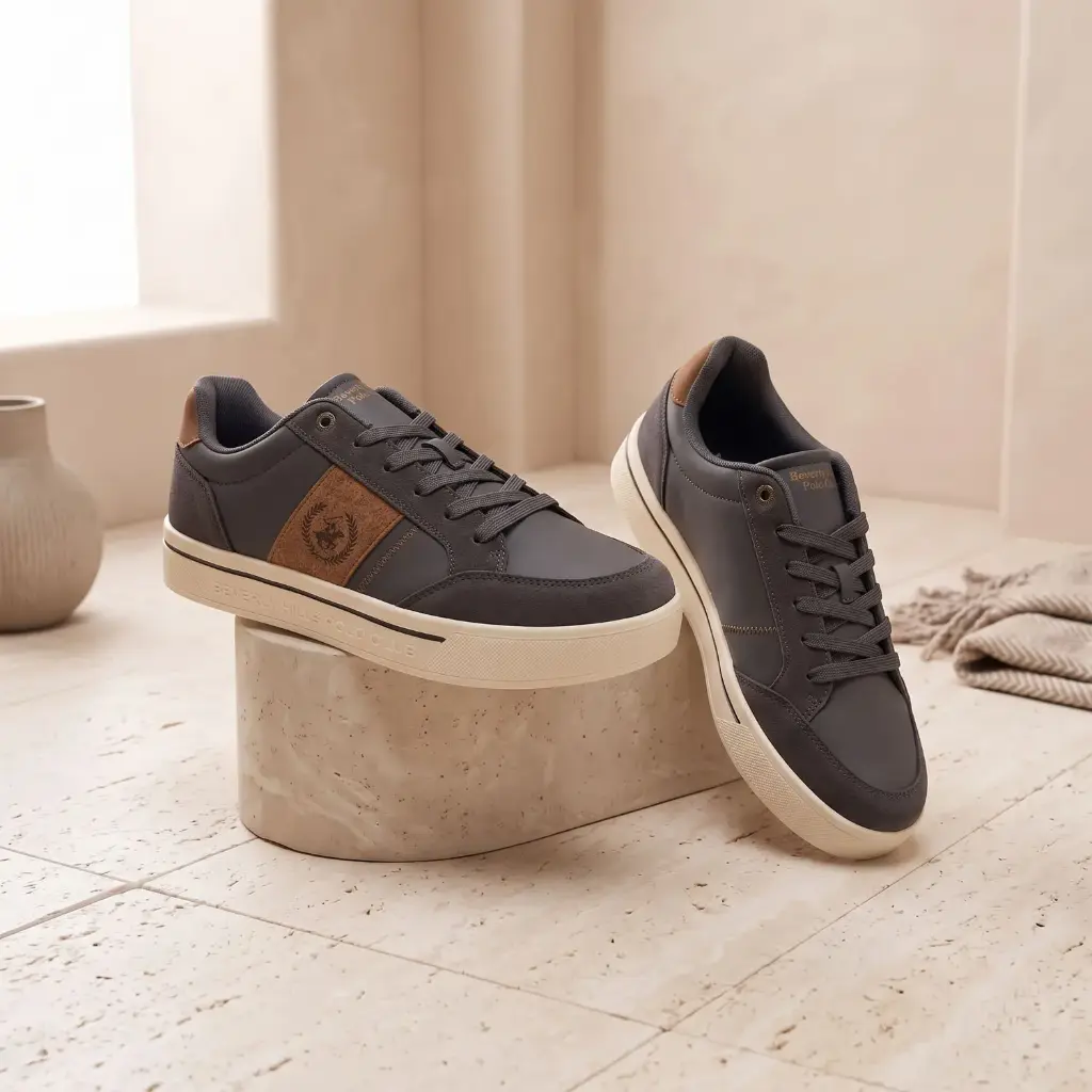 360 COTTON MEN SHOES ESPADRILLE-STYLE TEXTILE/SUEDE LACE-UP FRONT WHITE ROPE STYLE MIDSOLE FLAT RUBBER OUTSOLE GREY 41