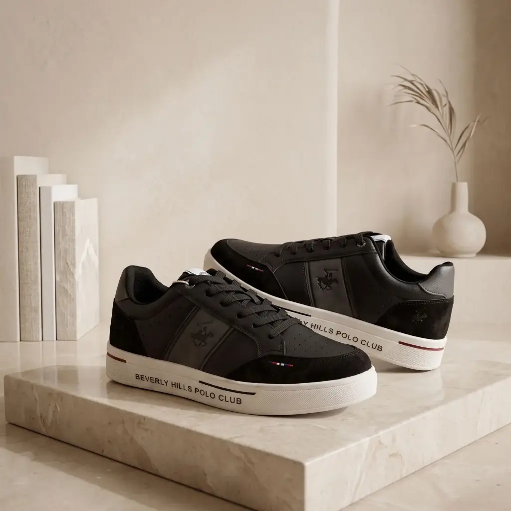 360 COTTON MEN SHOES ATHLETIC LACE-UP BREATHABLE MESH GREY SIDE DETAILING WHITE CUSHIONED RUBBER SOLE LOW-TOP BLACK 41
