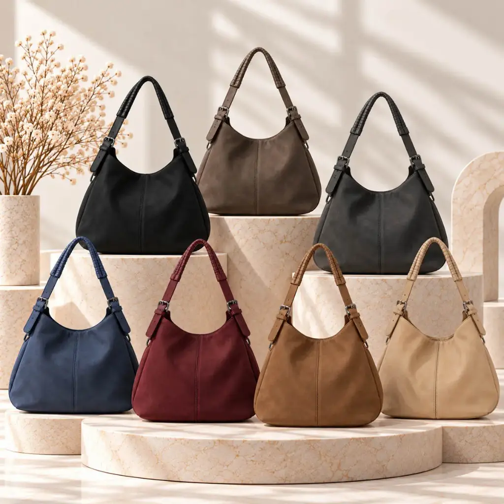 360 COTTON SHOULDER BAG BOHO SLOUCHY TRIANGULAR SILHOUETTE WIDE ROUNDED TOP HANDLE OPEN-TOP DESIGN SMOOTH SUEDE TAN/CAMEL