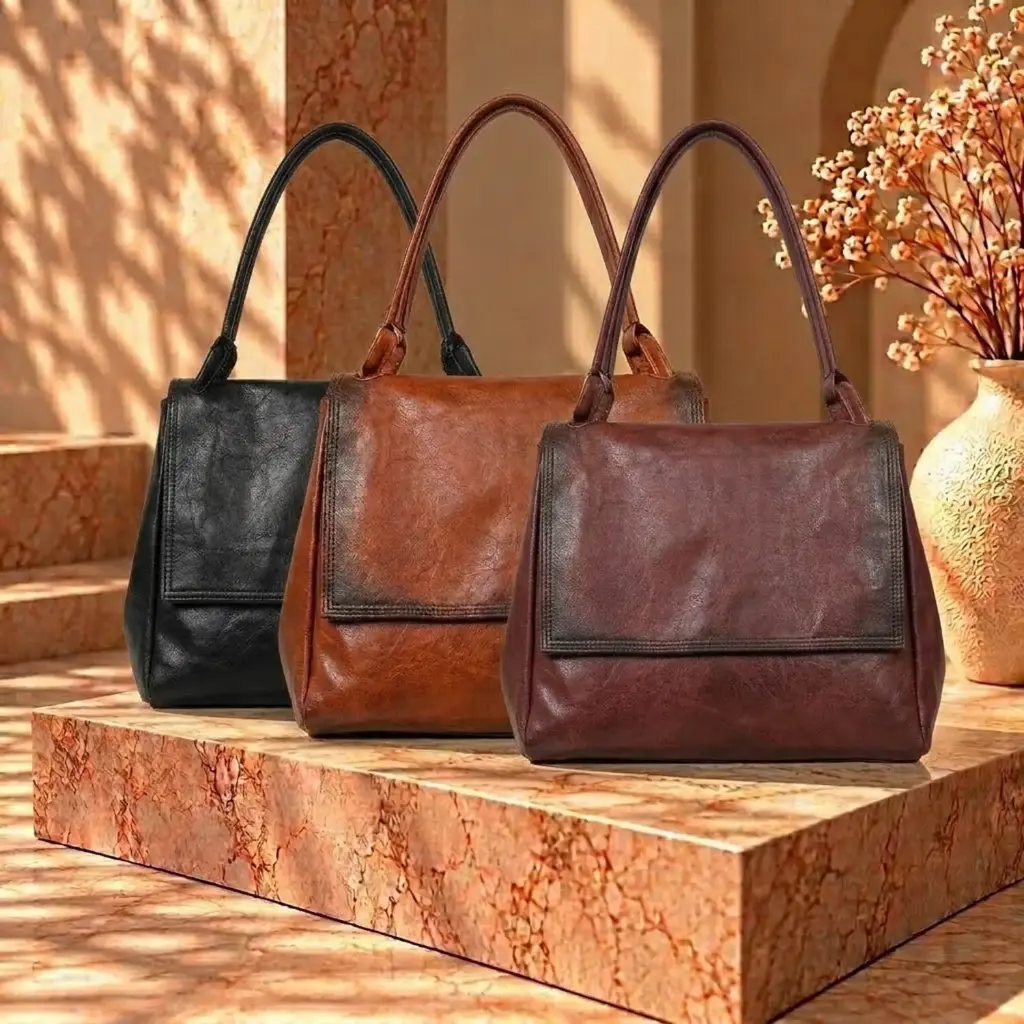 360 COTTON SHOULDER BAG LARGE RECTANGULAR FLAP LONG ADJUSTABLE STRAP  SMOOTH TEXTURED LAYERED FRONT DESIGN LEATHER DARK BROWN