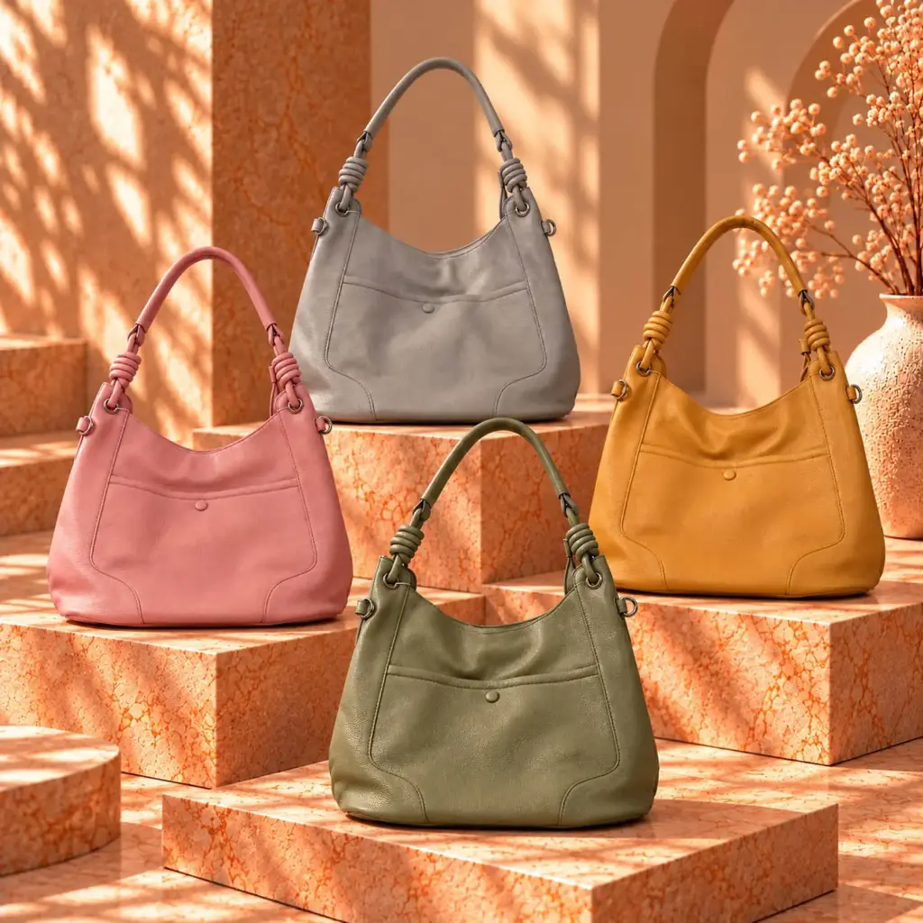 360 COTTON SHOULDER BAG DOUBLE-HANDLE STRUCTURED HOBO SMOOTH LEATHER FRONT ZIPPERED FRONT POCKET OLIVE GREEN