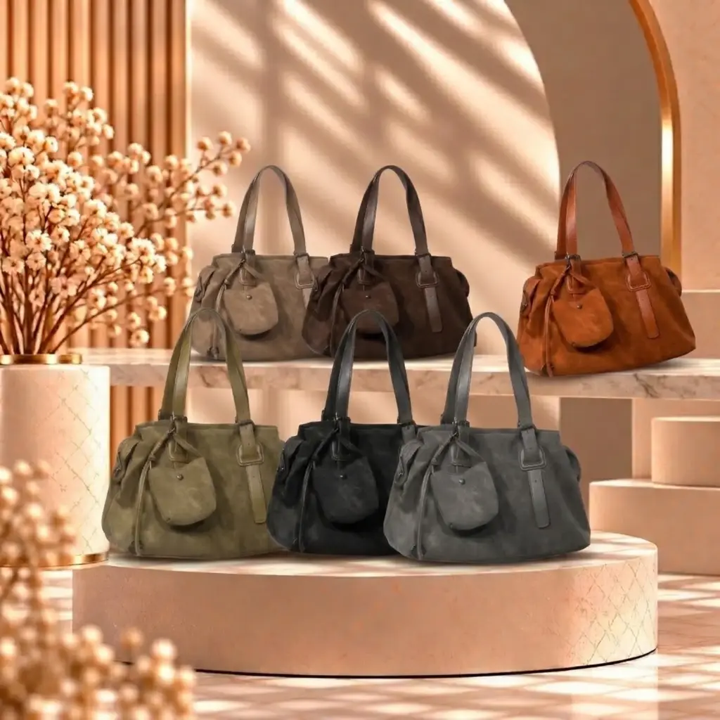 360 COTTON SHOULDER BAG TOTE DOUBLE HANDLE TRAPEZOIDAL SILHOUETTE DETACHABLE STRAP SMOOTH LEATHER FRONT HANGING TAG DARK GREY/BLACK