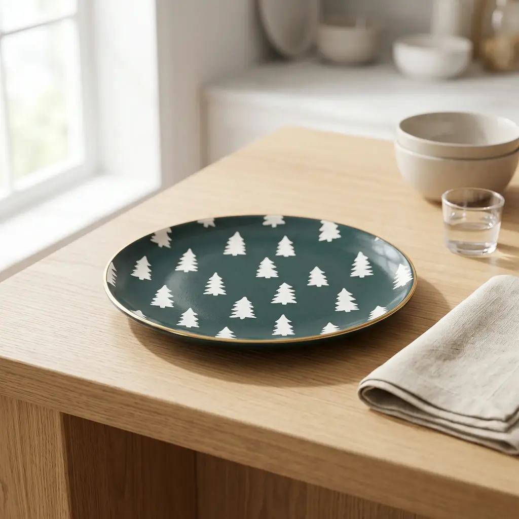 360 HOME CHRISTMAS CERAMIC SALAD PLATE 8.5"