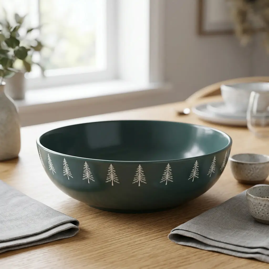 360 HOME CHRISTMAS CERAMIC BOWL 12"