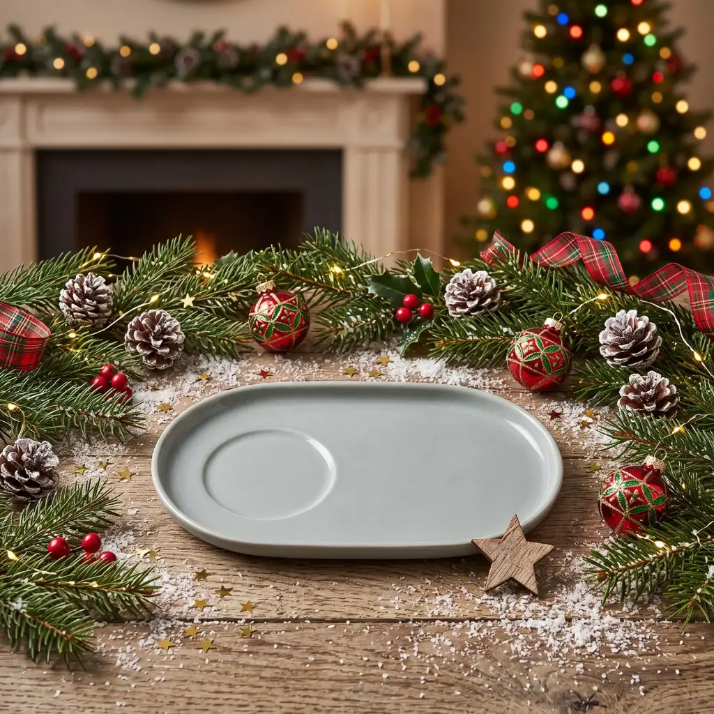 360 HOME CHRISTMAS CERAMIC OVAL MUG PLATE 14*8CM