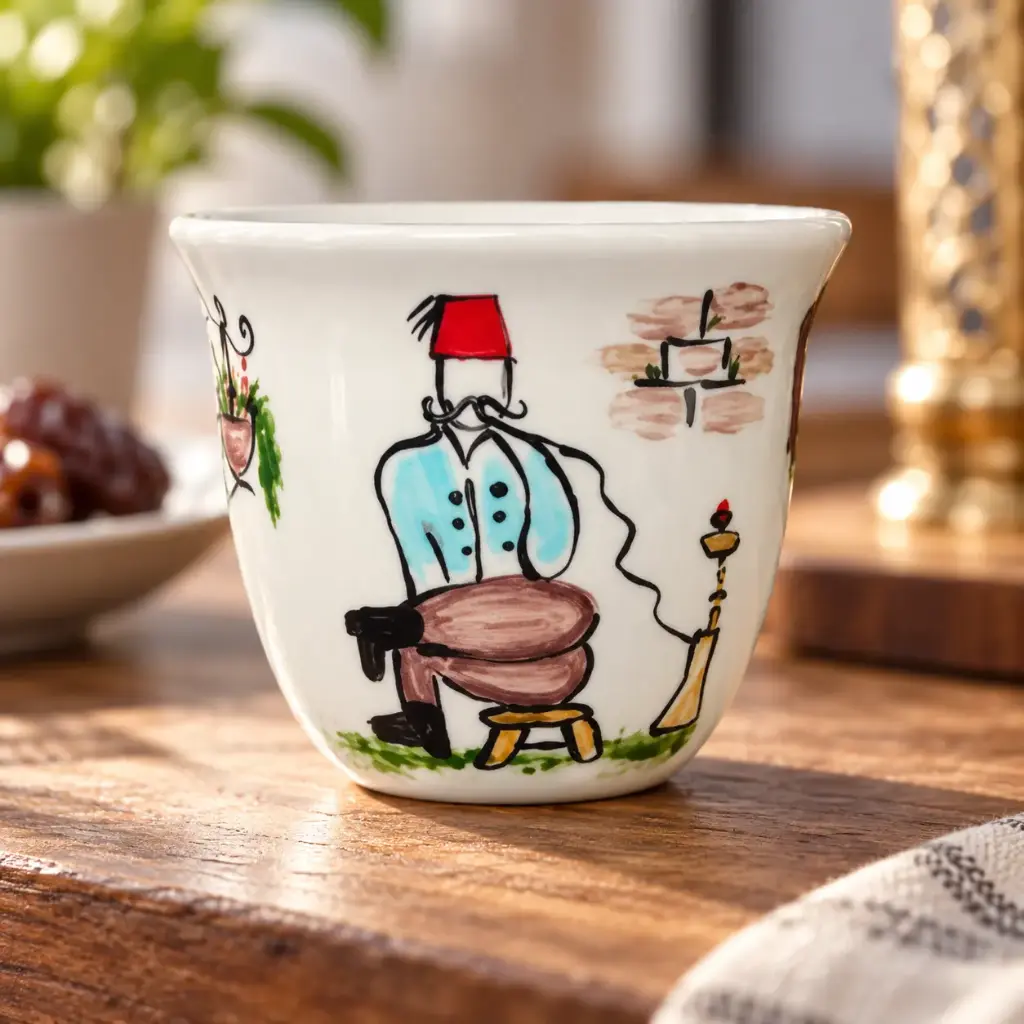 361 HOME CERAMIC COFFEE CUP traditional hand-painted Lebanese chaffe PACK OF 12PCS