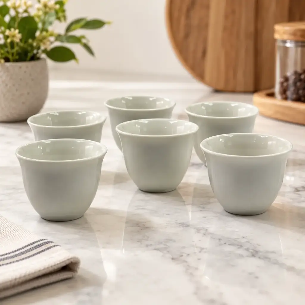 360 HOME CERAMIC COFFEE CUP HANDLELESS FLARED-RIM DESIGN SOLID GLOSSY WHITE PACK OF 12PCS