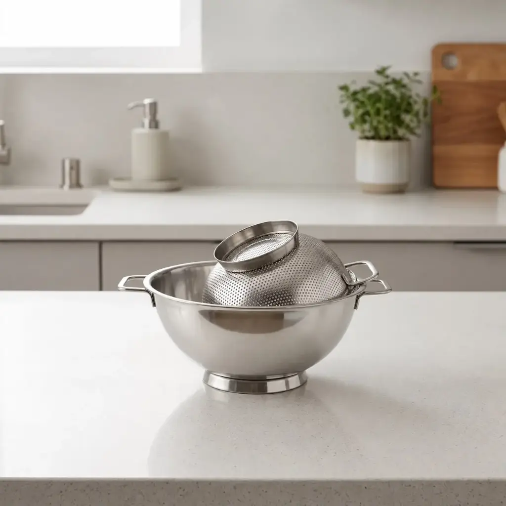 360 HOME MY KITCHEN STAINLESS STEEL COLANDER WITH HANDLES – 19.5 CM