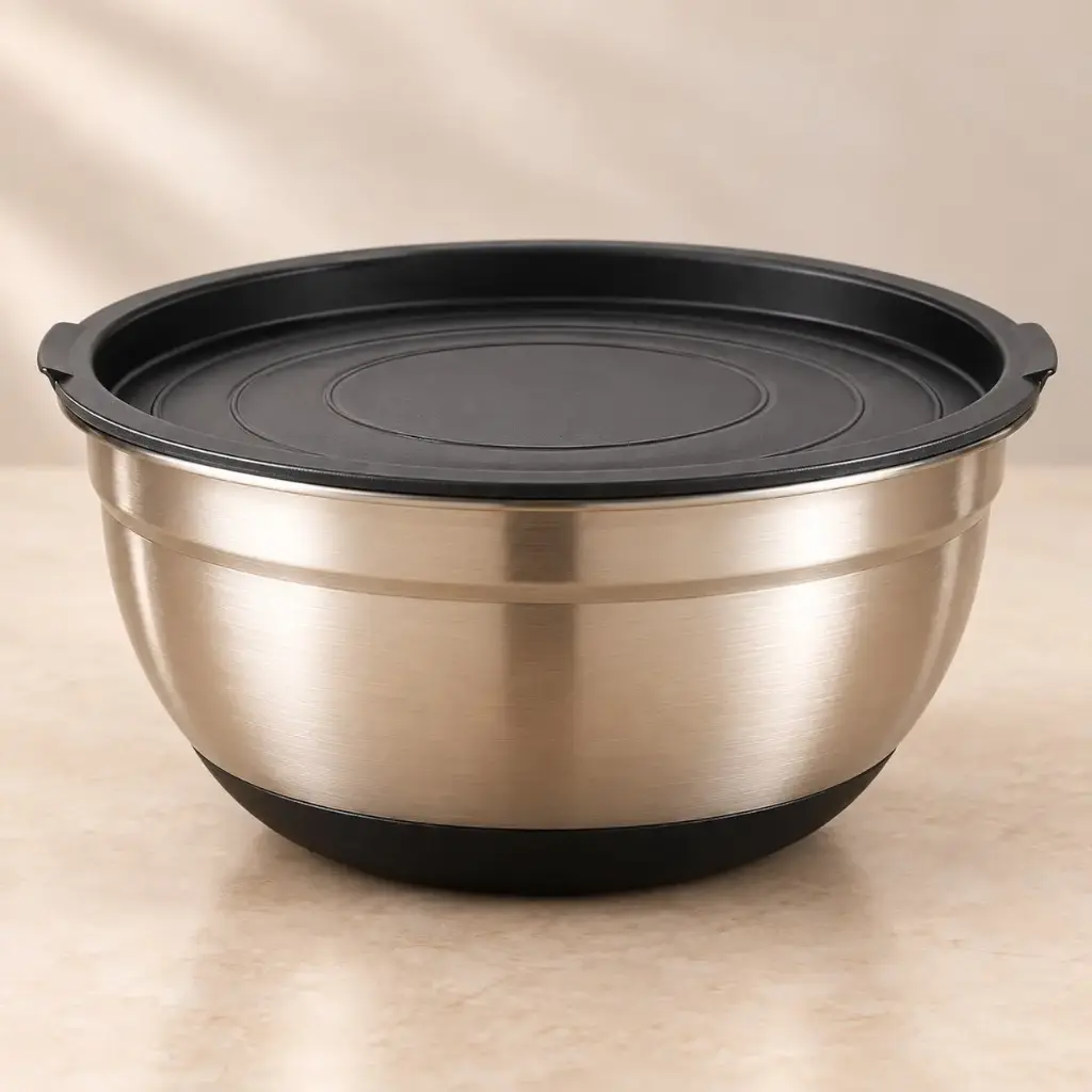 360 HOME MY KITCHEN SALAD BOWL WITH LID & NON-SLIP BLACK SILICONE BASE - 30CM
